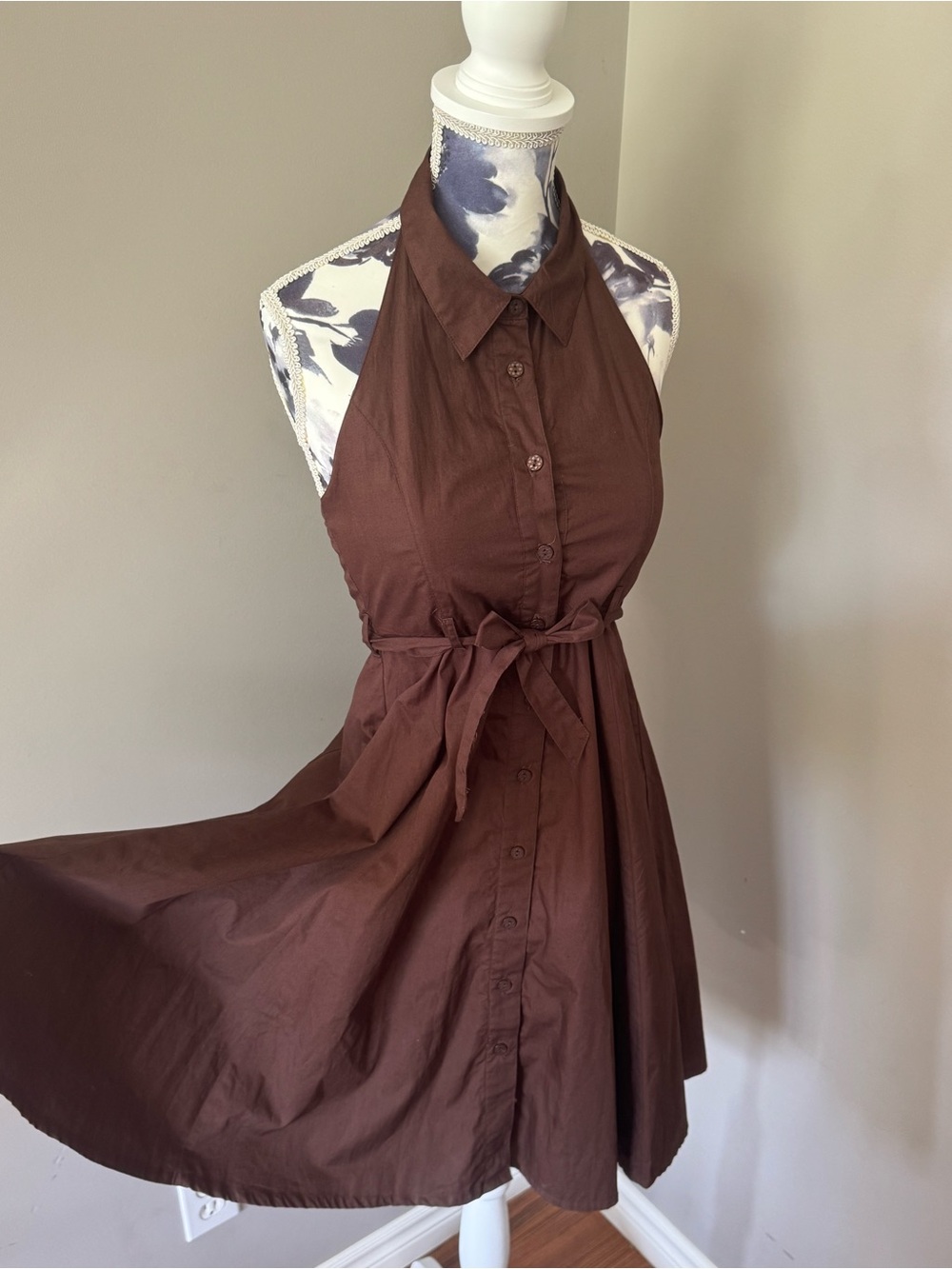 Maggie & Zoe Chocolate Brown Halter Tie-Waist Dress - Picture 5 of 10